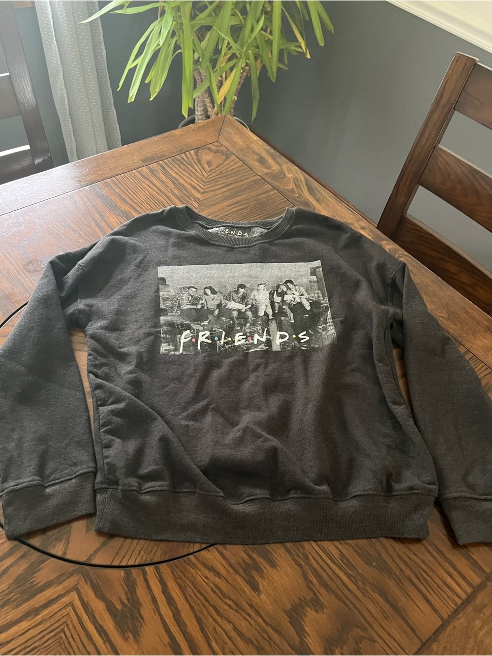 Friends Gray unisex Fleece Crewneck Pullover Sweatshirt Graphic Logo Size M #705